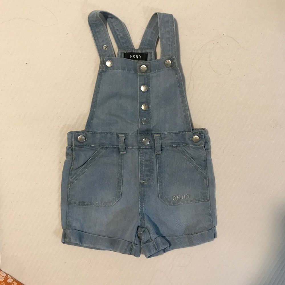 DKNY toddler jean jumper romper shorts with button front